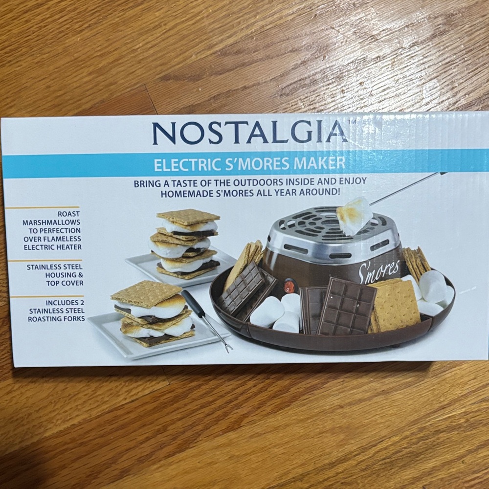 Nostalgia Electric S'mores Maker with Silver and Brown Accents